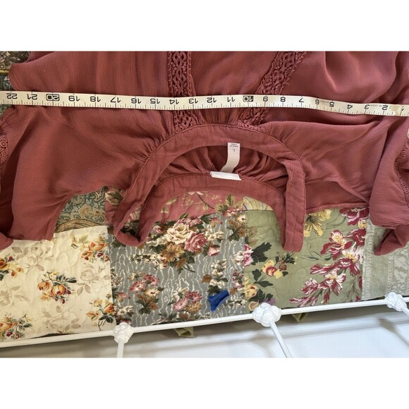 Knox Rose Dusty Rose Color Peek A Boo Shoulder Dress Hippie Boho Garden Size L - Picture 6 of 8